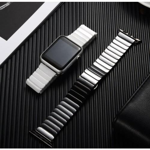 Ceramic Strap for Apple Watch Band 44mm 40mm 42mm 38mm Accessories Stainless steel butterfly bracelet iWatch series 6 5 4 3 2 se