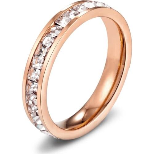 Classic Stainless Steel Ring Trendy Jewelry Cubic Zirconia Modern Crystal Charm Wedding Band For Women Men Couple Gift Wholesale