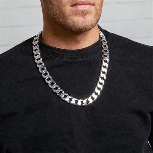 Classic Punk Stainless Steel Necklace for Men Women Curb Cuban Link Chain Chokers Vintage Black Gold Tone Solid Meta