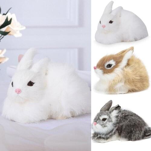 1PC Cute Bunny Simulation Mini Rabbit Animal Model Figure Hare Figurine Home Decor Miniature High Quality Drop Shipping L*5