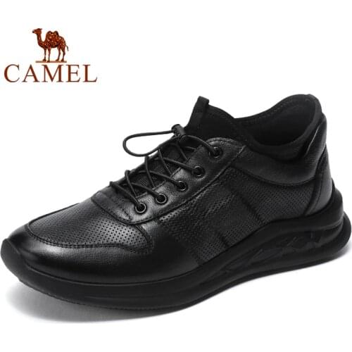 CAMEL New Genuine Leather Men Shoes High Top Casual Leather Boots Male Shoes Comfortable Moccasins Soft Men Sneakers