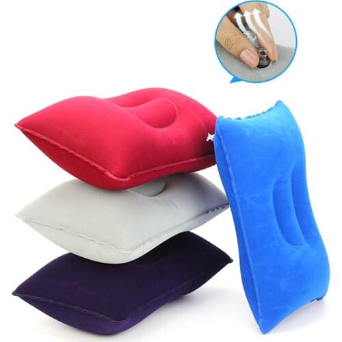 Inflatable Pillow Ultralight Portable Flocking Square Folding Soft Hiking Beach Car Plane Head Rest Outdoor Camping Equipment