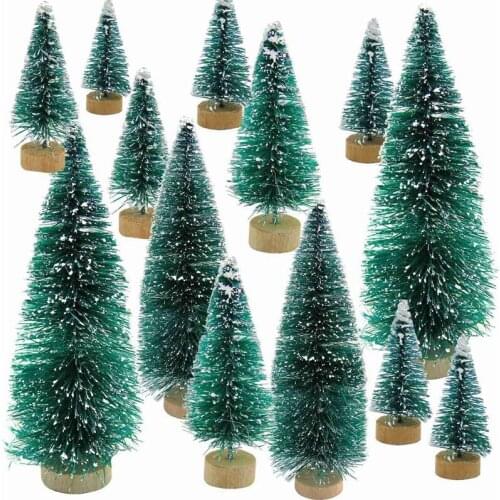 New 34 Pcs Mini Christmas Tree Snow Frost Small Pine Tree DIY Craft Desktop Decoration Christmas Ornaments Tree Decorations