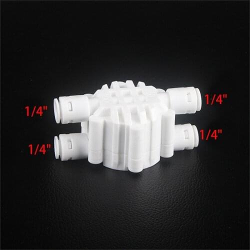 Reverse Osmosis RO 4 Way Valve 1/4" Hose OD Quick Connection Diaphragm Valve Fitting For Water purifier Pure Water Dispenser