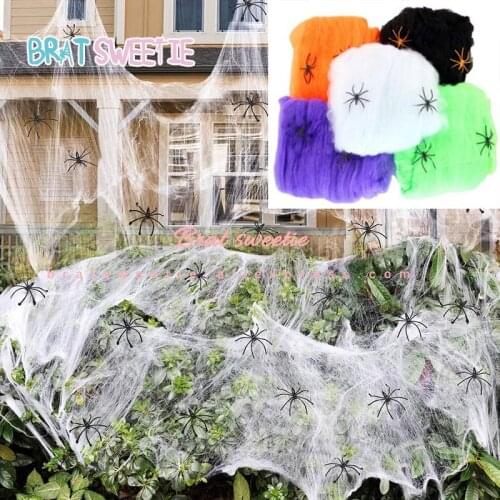 Halloween Scary Party Scene Props White Stretchy Cobweb Spider Web Horror Halloween Decoration For Bar Haunted House