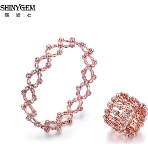 ShinyGem Adjustable Dual-use Ring Wedding Jewelry Rose Gold/Silver Plated Magic Rings Unique Hollow Finger Zircon Ring For Women