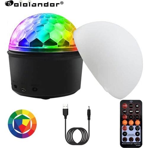 SOLOLANDOR LED Disco Ball Light with Mp3 Player Speaker dj Prom Sound Party Stage Lights 9 Color Laser Projection Lamp for Home