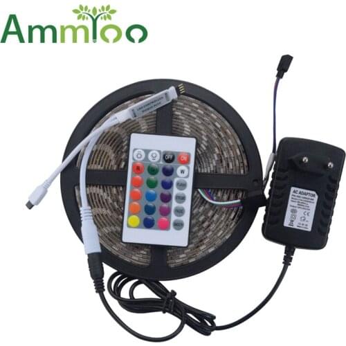 DC 12V LED Strip SMD5050 300LEDs RGB Strips Light 5M Tape Lamp 3A 36W Power Adapter Supply EU/US Plug + 24Key Remote Controller