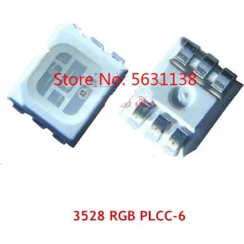 50PCS 3528 RGB 6PIN 20mA full colour SMD LED ultra bright light beads RED+BLUE+GREEN PLCC-6 cree led COB chip led Light Beads