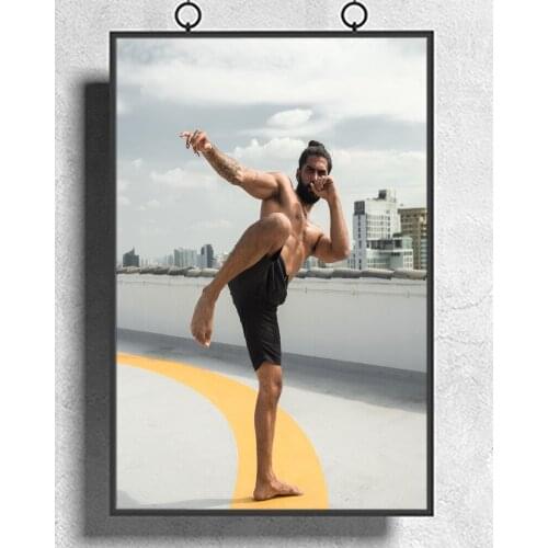 Bodybuilding Kung Fu Practice 6 Wall Sticker Silk Fabric Poster Art Indoor Decor Bright