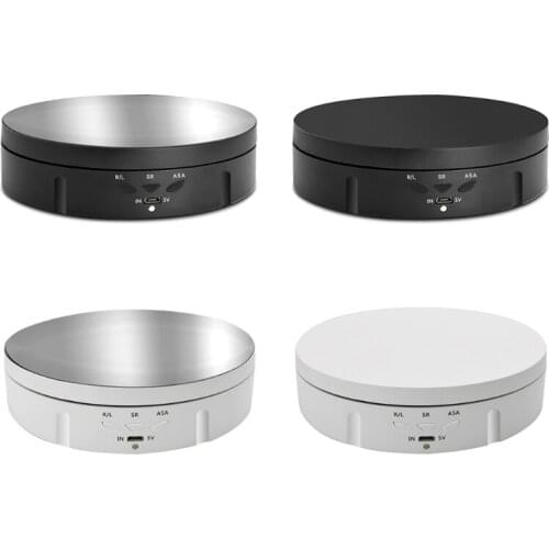 3 Speeds Intelligent Electric Rotating Display Stand Mirror Turntable Jewelry Holder Battery USB Power