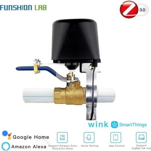 ZigBee 3.0 Smart Gas Water Valve Controller SmartThings App Remote Control Echo Plus Voice Control,Work with Alexa Google Home