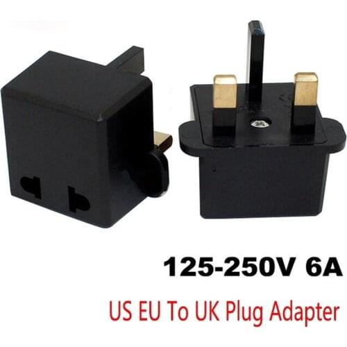 Universal EU US 2 Pin To UK 3 Pin Plug AC Universal Adapter Travel Converter British G Type Standard Input Plug 6A Convert