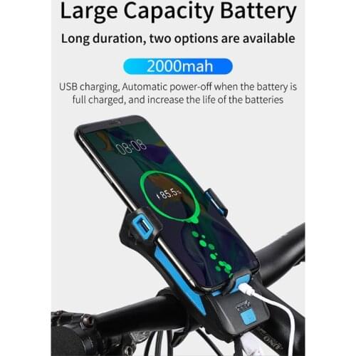Waterproof Bicycle Light with Bike Horn/Phone Holder/Power Bank Bicycle Lighting Parts & Accessories