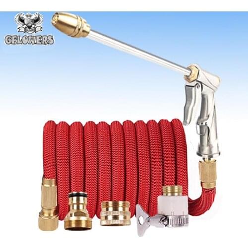 HIGH QUAILITY 26ft-100ft Garden Hose Magic Telescopic flexible Plastic Hose Car Wash Hose Metal Spray Gun Outdoor Garden wateri