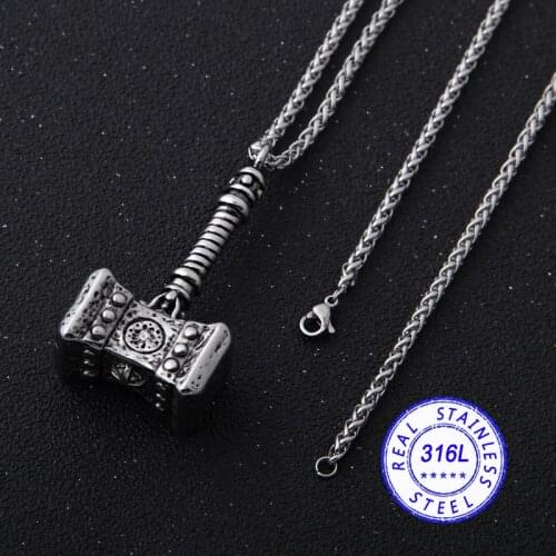 Yage 316L stainless Viking Norse Odin Thors Mjolnir Hammer Men from Quake Necklace pendant Animal Viking Jewelry