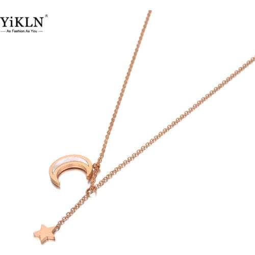 YiKLN Trendy Stainless Steel White Shell Star Pendant Necklaces Neo-Gothic Chain Link Choker Necklace For Women Girls YN20075