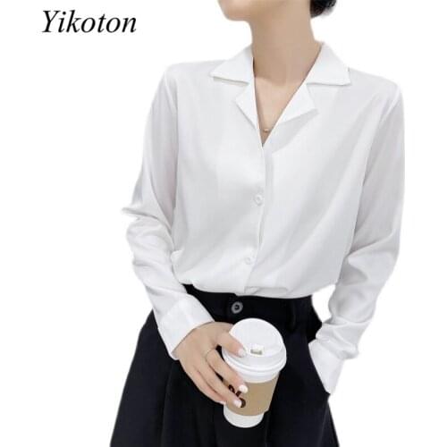 Womens Top Long Sleeve Blouses OL Retro Draped Chiffon Shirts Female Chic White Shirt Woman Suit Collar Casual Shirt Blusas