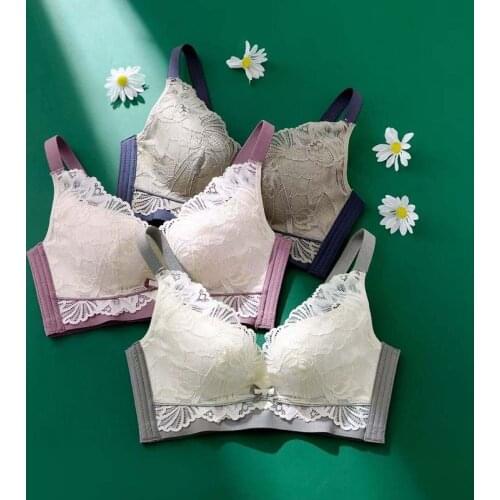 Sexy Floral Lace Push up Bra Breathable Latex Wireless Lingerie 32-40 ABC Cup Plus Size Bralette
