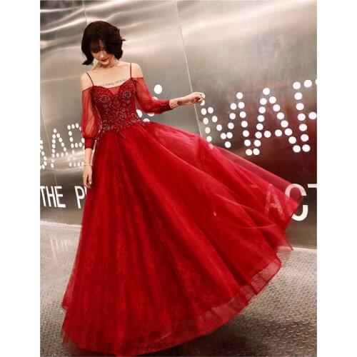 Beauty Emily Prom Dress 2019 Off Shoulder Lace Flower Beeding Tulle Long Dress Women Party Night Vestidos de Gala Plus Size E514