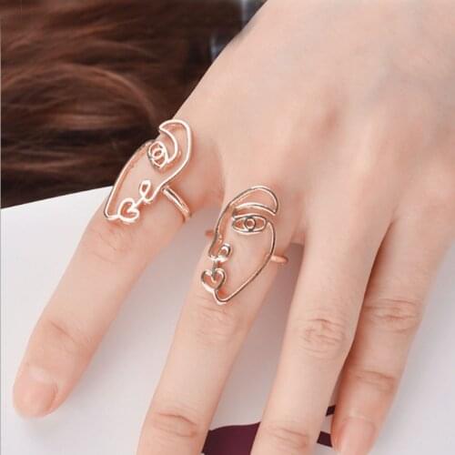 2pc/Set Punk Style Human Face Rings Funny Ghost Ring Set For Men Women Geeks Jewelry Free Shipping