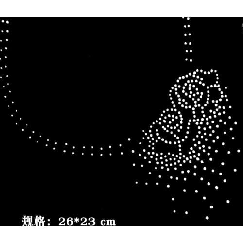2pcs/lot Neckline flower pattern hot fix rhinestone motif designs hot fix motif iron on transfer pathces appliques