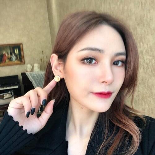 2 Types Simple Beige Round Opal Stone Threaded Twisted Alloy Stud Earrings for Women