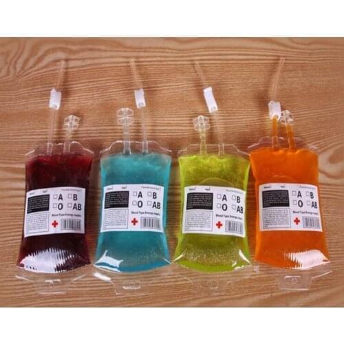 200pcs New Fashion Best Price Clear Food Grade PVC Material Reusable Blood Energy Drink Bag Halloween Props Vampire