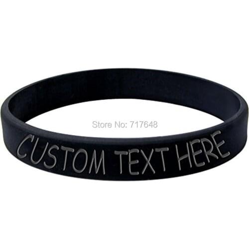 200PCS Customizable Black Personalized Message wristband silicone bracelets free shipping by FEDEX