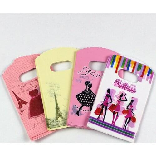 2018 New Design Wholesale 50pcs/lot 9*15cm High Quality Small Present Packaging Bags Plastic Gift Bags