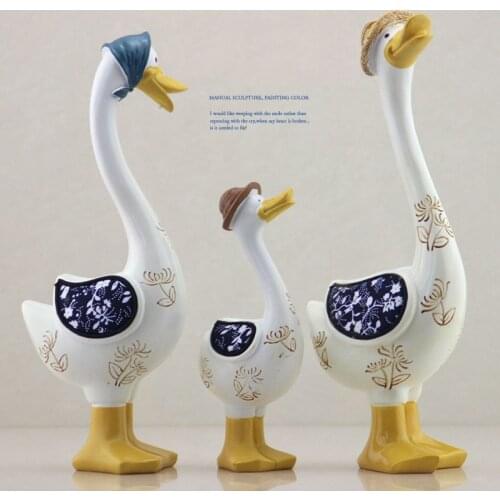 3PCS Resin Duck Table Ornaments Fairy Garden Miniature Figurines Cute Desk Decor Home Decoration Accessories for Living Room