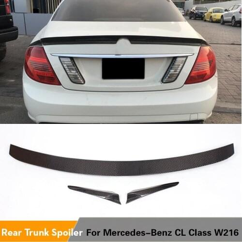 3PCS Carbon Fiber Rear Trunk Spoiler Wing Boot Lip For Mercedes-Benz W216 CL Class 2009 2010 2011 2012 Car Styling