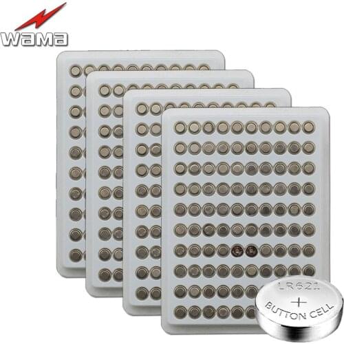400pcs/4pack Wama 100% New AG1 1.55V Alkaline Button Cell Batteries Watch Coin Battery Car Remote Control LR621 SR621 164 LR60