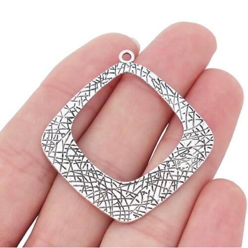 8 x Tibetan Silver Large Ethnic Tribal Boho Hollow Charms Pendants for Earrings Jewelry Making Findings 37x37mm