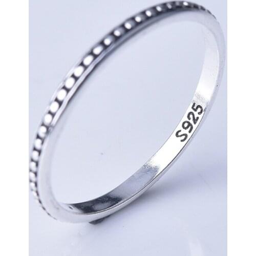 925 Vintage Dot Thai Silver Black Strap Ring for Women Vintage Jewelry Ring Wholesale