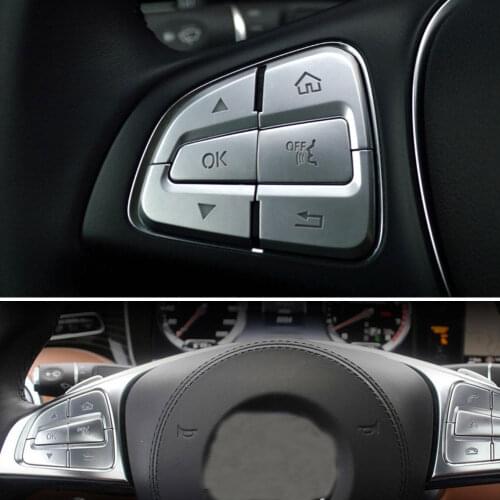Car Steering Wheel Multifunciton Button Sticker Cover Trim For Benz A B C Class GLC CLA CLS GLE 2015 2016