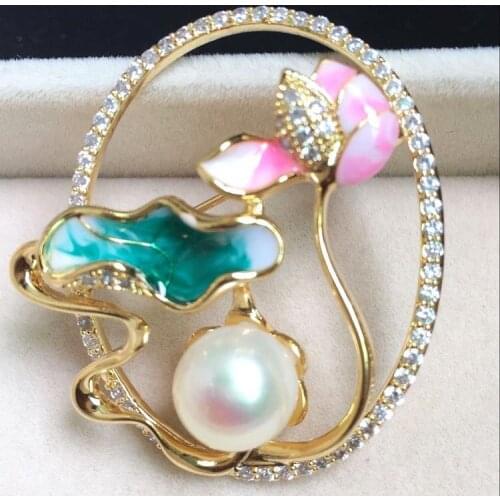 Lotus pond moonlight real freshwater pearl brooches