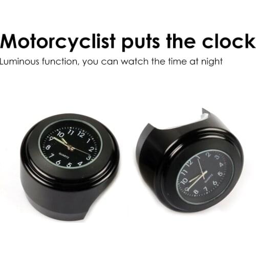 22-25mm Dia Motorcycle Handlebar Mount Clock Durable Practical Multi-functional Classic Waterproof Luminous Quartz Watch
