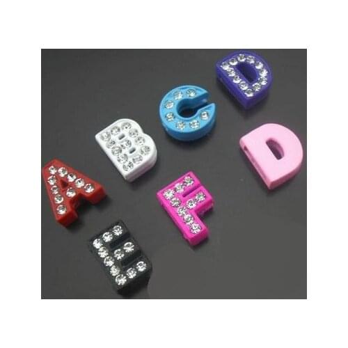 8MM Enamel Full Rhinestone Slide Letters 20PCS/lot " N--Z Can Choose Each Letter " Fit For DIY Phone Strips & Wristband