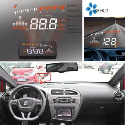 HUD Head Up Display For SEAT Leon 1M 1P 5F AUTO Car Accessories Safe Driving Screen OBD/OBD2/OBDII Plug And Play Film
