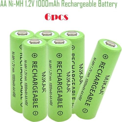 Quality Goods AA 6pcs 2A 1000mAh 1.2V Ni MH Rechargeable Batteries Pre Charged Ni MH Rechargeable Batteries for Toys