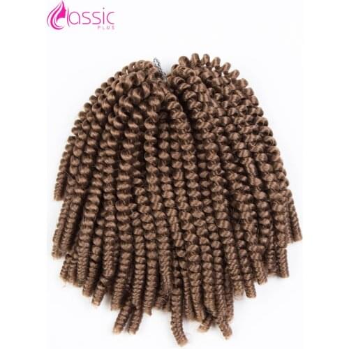 CLASSIC PLUS 8 Inch Fluffy Crochet Braids Spring Twists Hair 60 Strands Synthetic Hair Braiding Brown Wigs Twist Hair Extensions