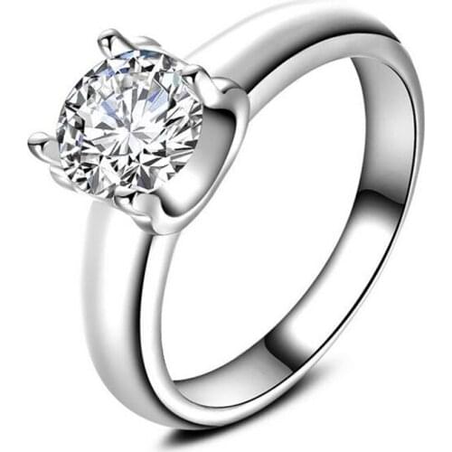 925 Silver colorRings Crystal Compatible With European Fit Original Wedding Brand Ring Jewelry Christmas Gift #175