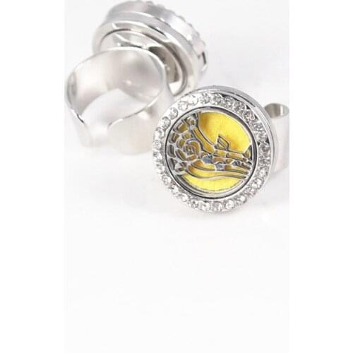 Musical notes Diffuser Locket Ring with Rhinestone For Women 2018 Essential Oil Diffuser Locket Ring With 10pcs Free Pads