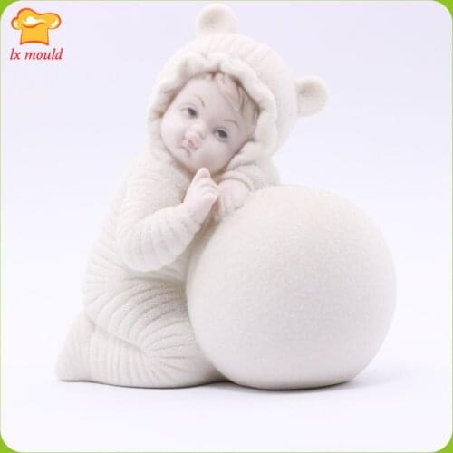 LXYY MOUL Kneeling Ball Doll Silicone Mould Chocolate Fondant Baby Hand-made Soap Mold