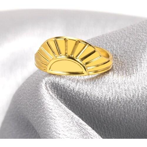 Minimalism Sun Signet Ring Bohemia Gold Color Stackable Sunburst Engagement Wedding Ring For Women Jewelry Gift Bague Femme BFF