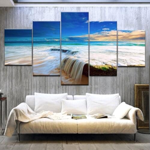 Modular Picture Canvas HD Print Painting Poster Wall Art 5 Piece Waterfall Of Landscape Modern Decorative Home Living Room Decor