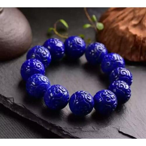 Genuine Natural Royal Blue Lapis Lazuli Gems Stone Beads Women Man Healing Stone Bracelet AAAAA 21mm