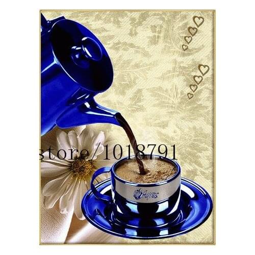 2015 Newl Arrived Needlework DIY Diamond Painting Cross Stitch Diamond Embroidery Romantic Coffee Cup Free Shipping AJ647