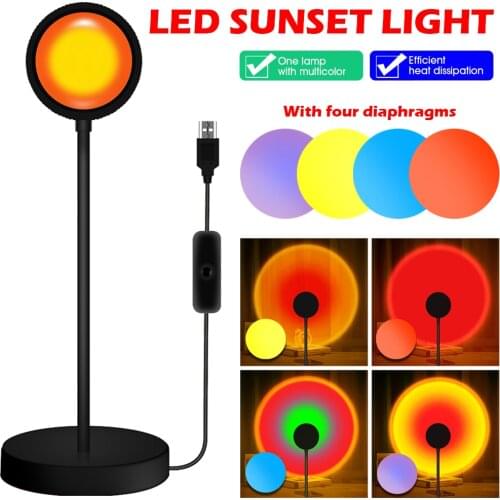 New Sunset Projection Lamp Rainbow Atmosphere Night Light Sunset Light For Bedroom Room Decoration Background Wall Table Lamp